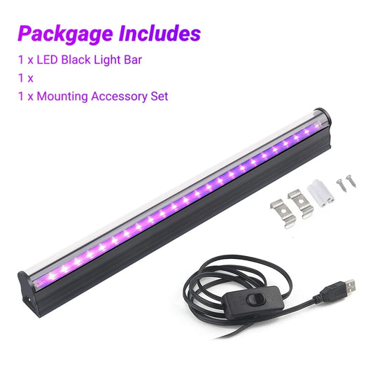 LED Black Light 6W 395nm T5 UV Blacklight Bar for Fluorescent Tapestry Poster Body Paint Glow Halloween Decor Xmas Party