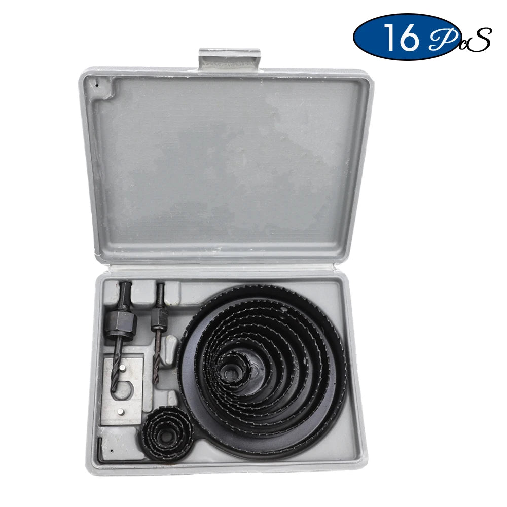 NINDEJIN 8/11/16pcs Hole Saw Kit #50 steel 19-127mm Hole Cutter Drill Bit Tool Hole Saw Set for Wood Plastic Wood Cutter