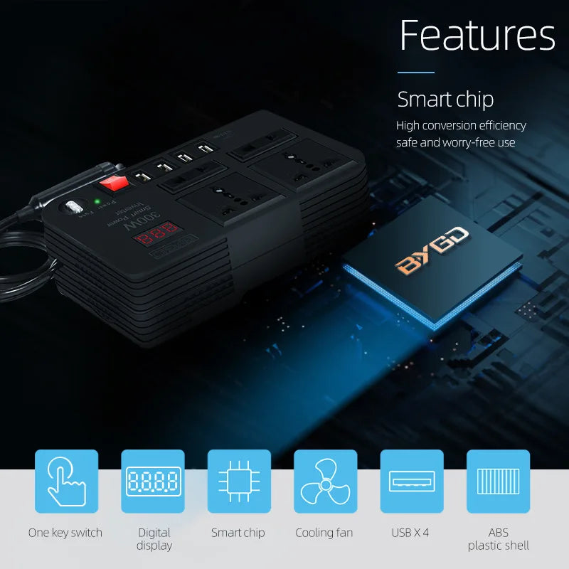 Car Inverter 300W High-power DC 12V To 220V Multi-function Home Modified Sine WaveAutomotive Power Converter power inverter