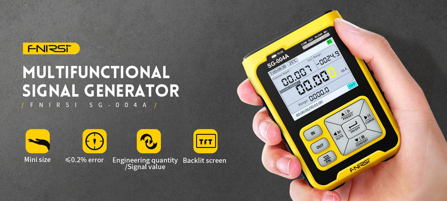 FNIRSI SG-004A 4-20mA Multifunctional Gerador de sinal PT100 Thermocouple Resistance Pressure Transmitter Process Calibrator