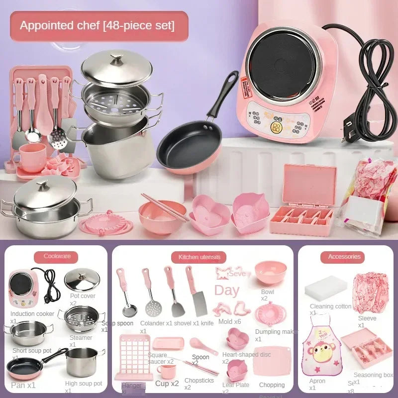 New Girl Baby Can Cook Funny Mini Kitchen Wholesale Real Cooked Family Toy Set Birthday Gift Girl Toys