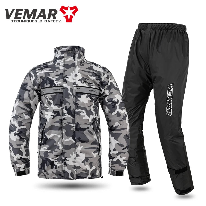 2-Piece/Set VEMAR Jacket and Pants Motorcycle Rain Suit - Extreme Weather Protection Men Women Raincoat for Moto Riders