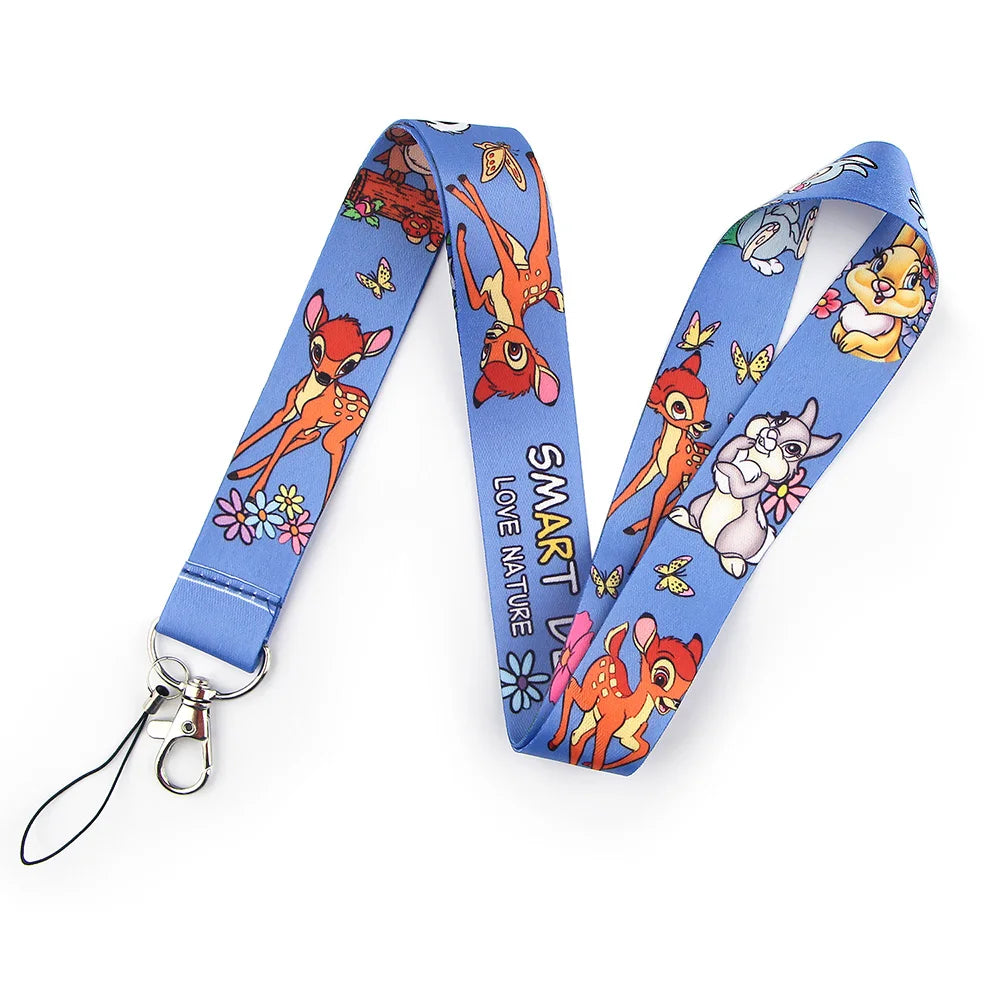 KKZ004 Mickey&Minnie Stitch Lanyard For Keys Keychain Badge Holder ID Credit Card Pass Hang Rope Lariat Phone Charm Gift