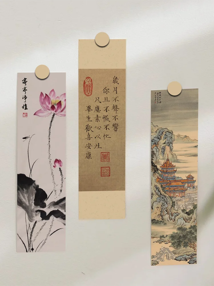 30pcs Chinese calligraphy and painting bookmarks Classical ink painting poetry decoration Reading pages Book marking page folder