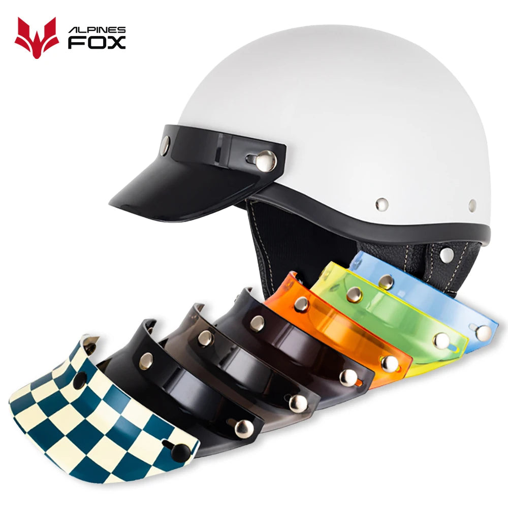Motorcycle Helmet Sun Shade Protector 3 Snap-Button Retro Open Face Flip Up Down Shield Visor Modified Parts 7.08 X 2.95 In