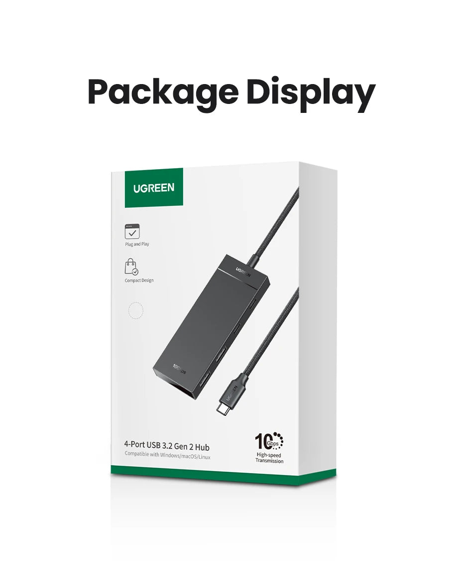 UGREEN USB C HUB 10Gbps Type-C 3.2 Gen2 USB Splitter USB C USB A Hub 4 USB Port 3.2 for MacBook Pro Air Type C Multiport Adapter