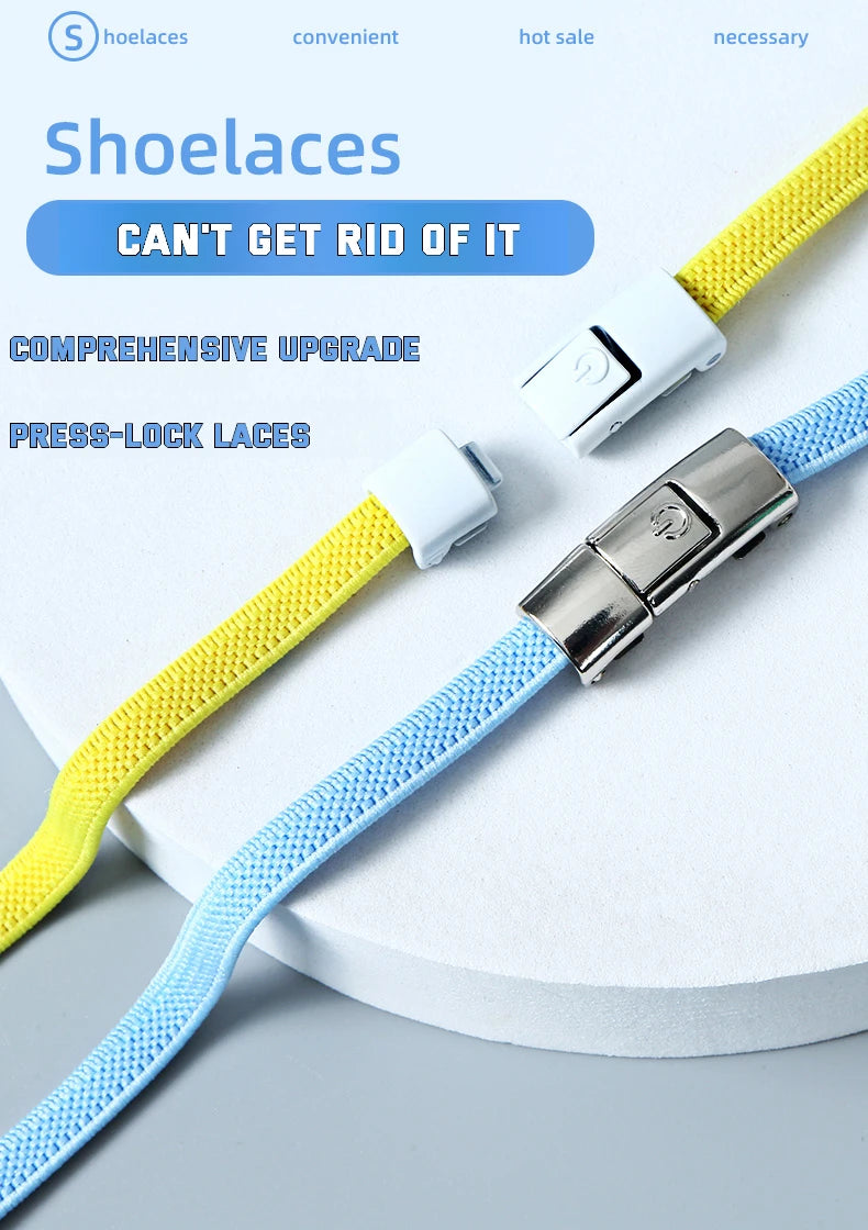 New Press Lock Shoelaces without ties Elastic Laces Sneaker 8MM Widened Flat No Tie Shoe laces Kids Adult Shoelace for Shoes
