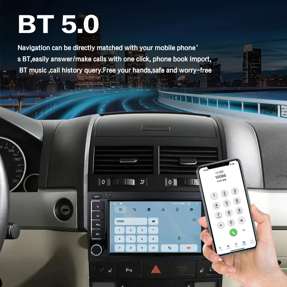 LELV 7" Android 13 Touch Screen Car Radio For Volkswagen VW Touareg Multivan T5 Transporte 2004-2011 Multimedia Player Carplay