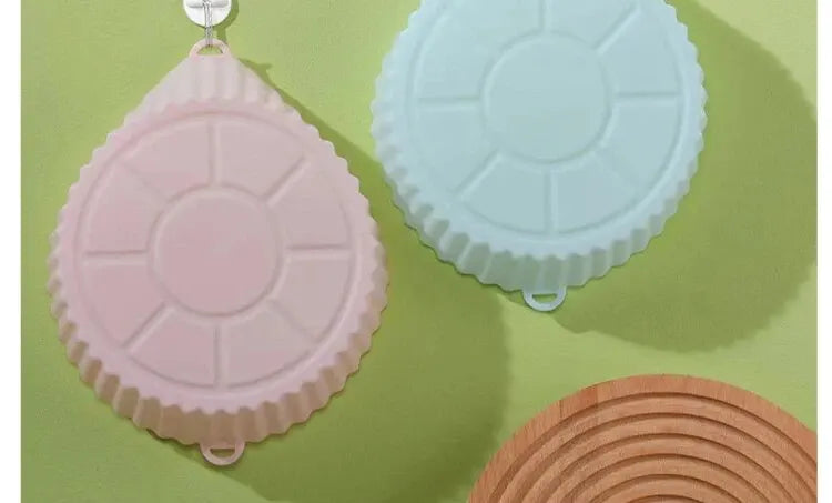 2 PCs Reusable Air Fryer Silicone Tray For Easy Cleaning Suitable For Round Pizza Grill Pan Mats Air Fryer Baking Accessories