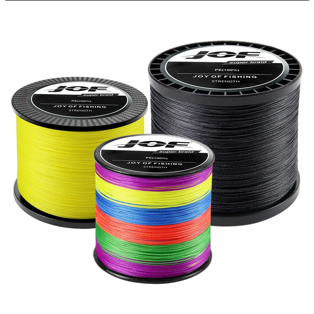 JOF X12 Braided Fishing Line 1000M 500M 300M 12 Strands MultiColor Multifilament Saltwater PE Line 33 42 55 65 90 103 150LB