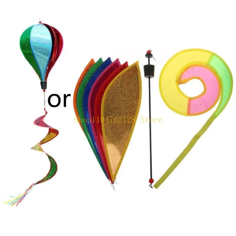 Rotating Wind Striped Tie dye Windsock Hanging Ornament Decor Supplies best sale