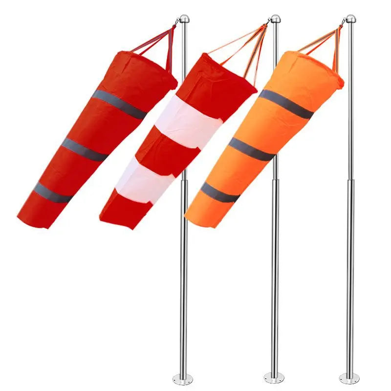 80cm Windsock Outdoor Wind Direction Measurement Reflective Belt Rip-stop Weather Vane for Airport Aviation Garden Farm