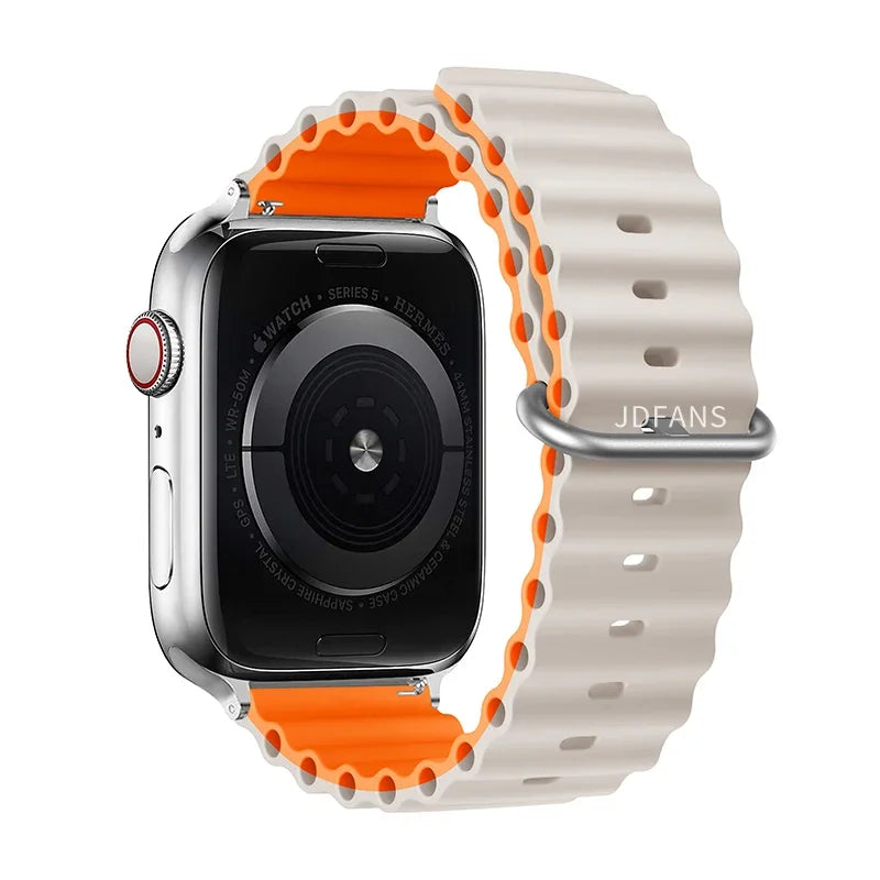 Ocean Band for Apple watch Ultra Series 10 9 7 8 5 6 SE 49mm 45mm 46mm 42mm 44mm 40mm 41mm Silicone bracelet correa iWatch Strap