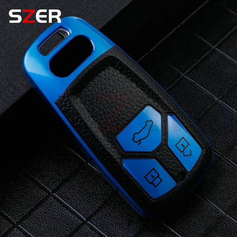 Leather TPU Car Key Case Cover For Audi A4 B9 A5 A6 8S 8W Q5 Q7 4M S4 S5 S7 TT TTS TFSI RS Protector Shell Fob Accessories