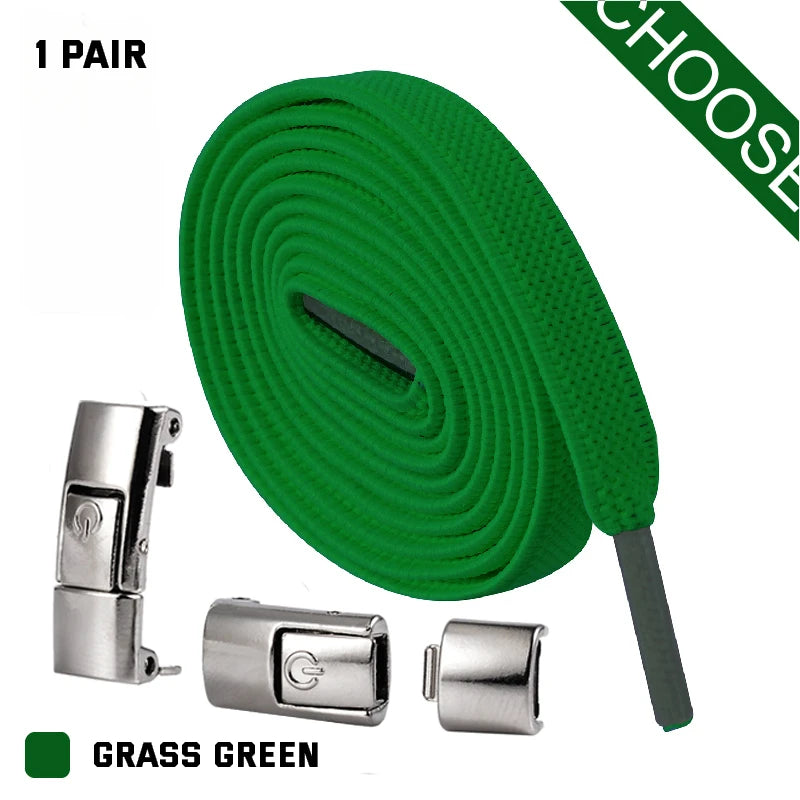 New Press Lock Shoelaces without ties Elastic Laces Sneaker 8MM Widened Flat No Tie Shoe laces Kids Adult Shoelace for Shoes