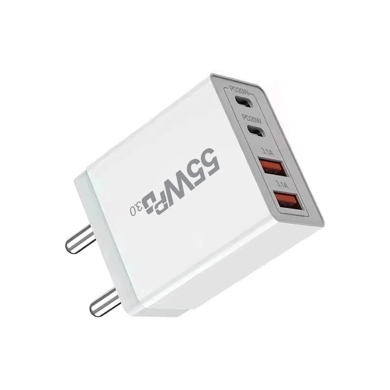 New Universal 55W  fast charging 4Ports Dual PD Type C USB Wall Charger US Power Adapters For Iphone  Ipad Universal  Xiaomi LG