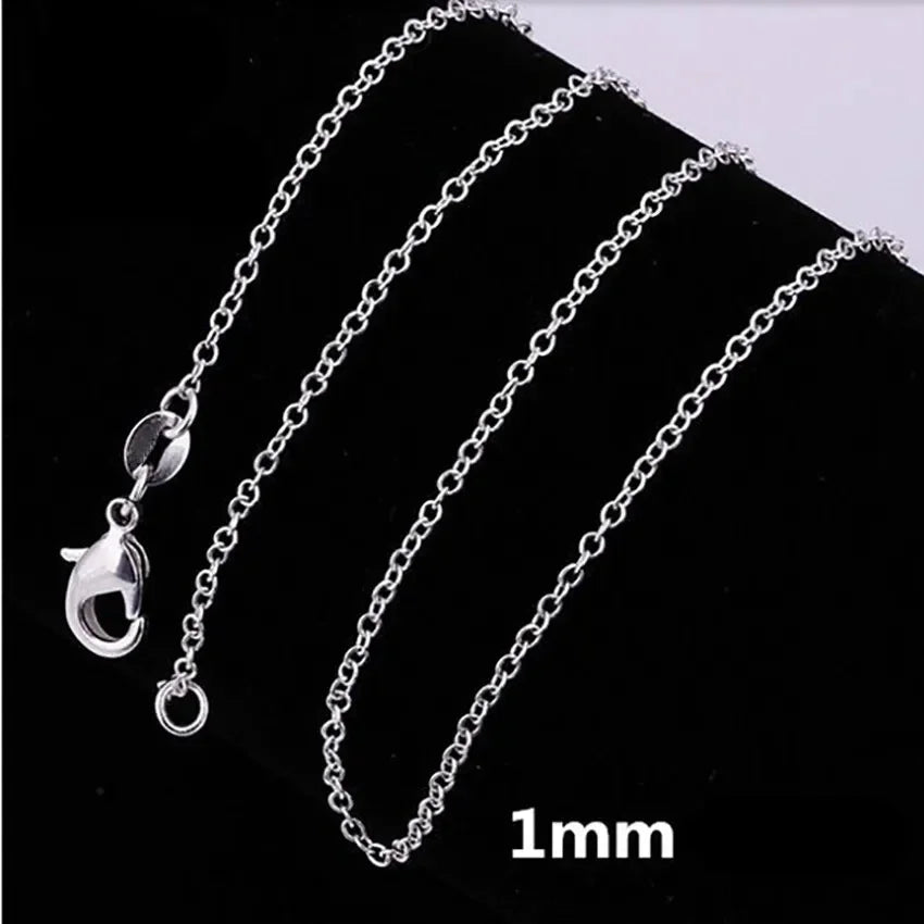 10PCS silver color 1MM Rope circle chain necklace for women 45-60CM fashion party wedding Jewelry Christmas gifts