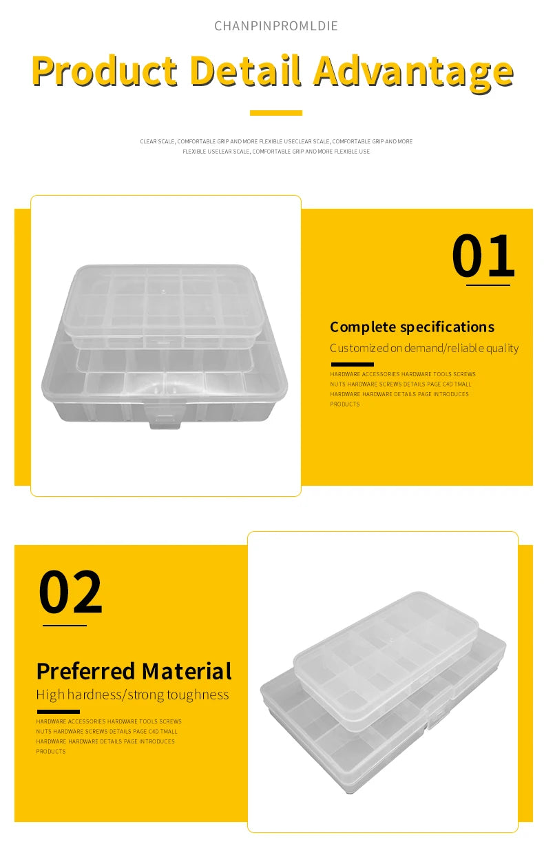2-24 Grids Screw Organizer Container Box Plastic Transparent Compartment Adjustable Storage Box For Jewelry Button Hardware Tool