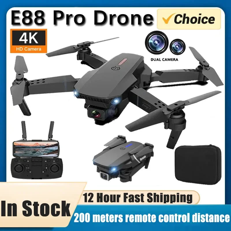 E88Pro RC Drone 4K Professinal With 1080P Wide Angle Dual HD Camera Fo NairoMarket