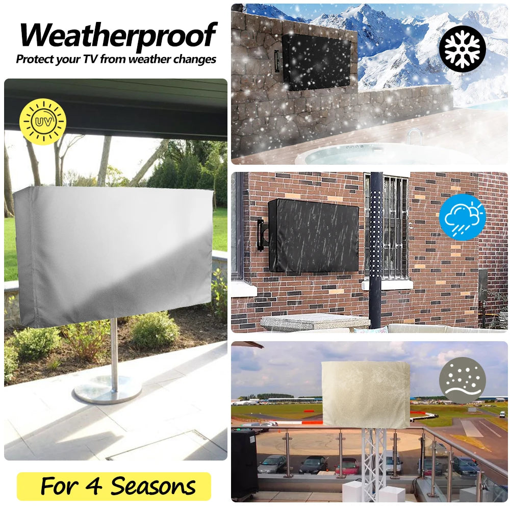 Outdoor TV Screen All-Purpose Dust Cover Black LCD Television Waterproof Resistant Protect Bag 24" 38" 42" 48" 52" 65inch