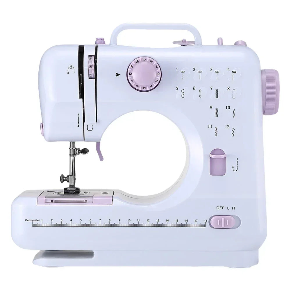 Portable Sewing Machine Mini Electric Household Crafting Mending Overlock 12 Stitches with Presser Foot Pedal Beginners