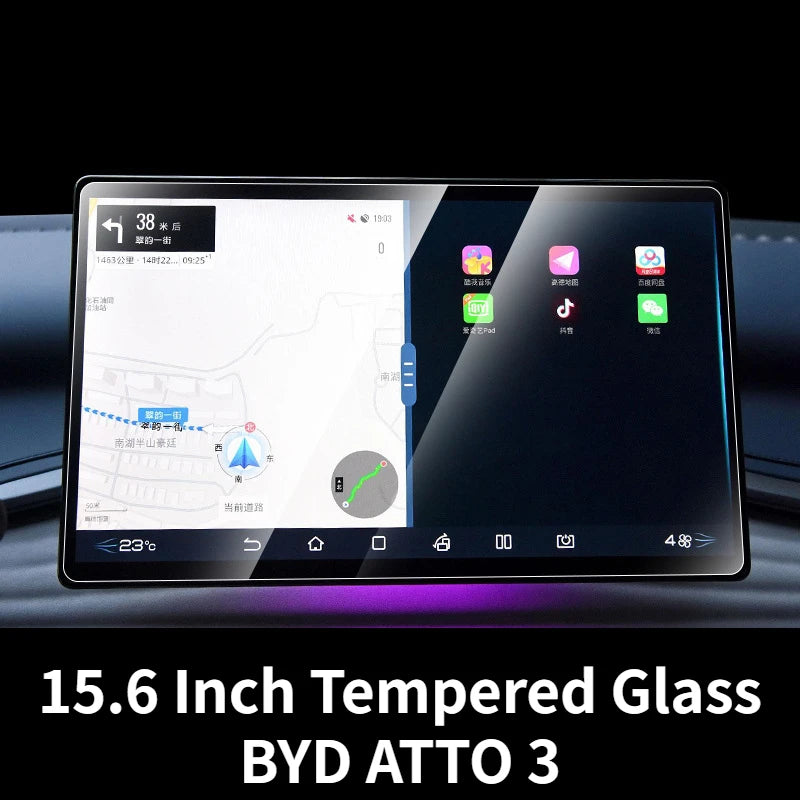 Touch Screen Protector For BYD Atto 3 Yuan Plus Seal Dolphin 2022 2023 2024 Tempered Glass 12.8 15.6 Inch Navigation Protection