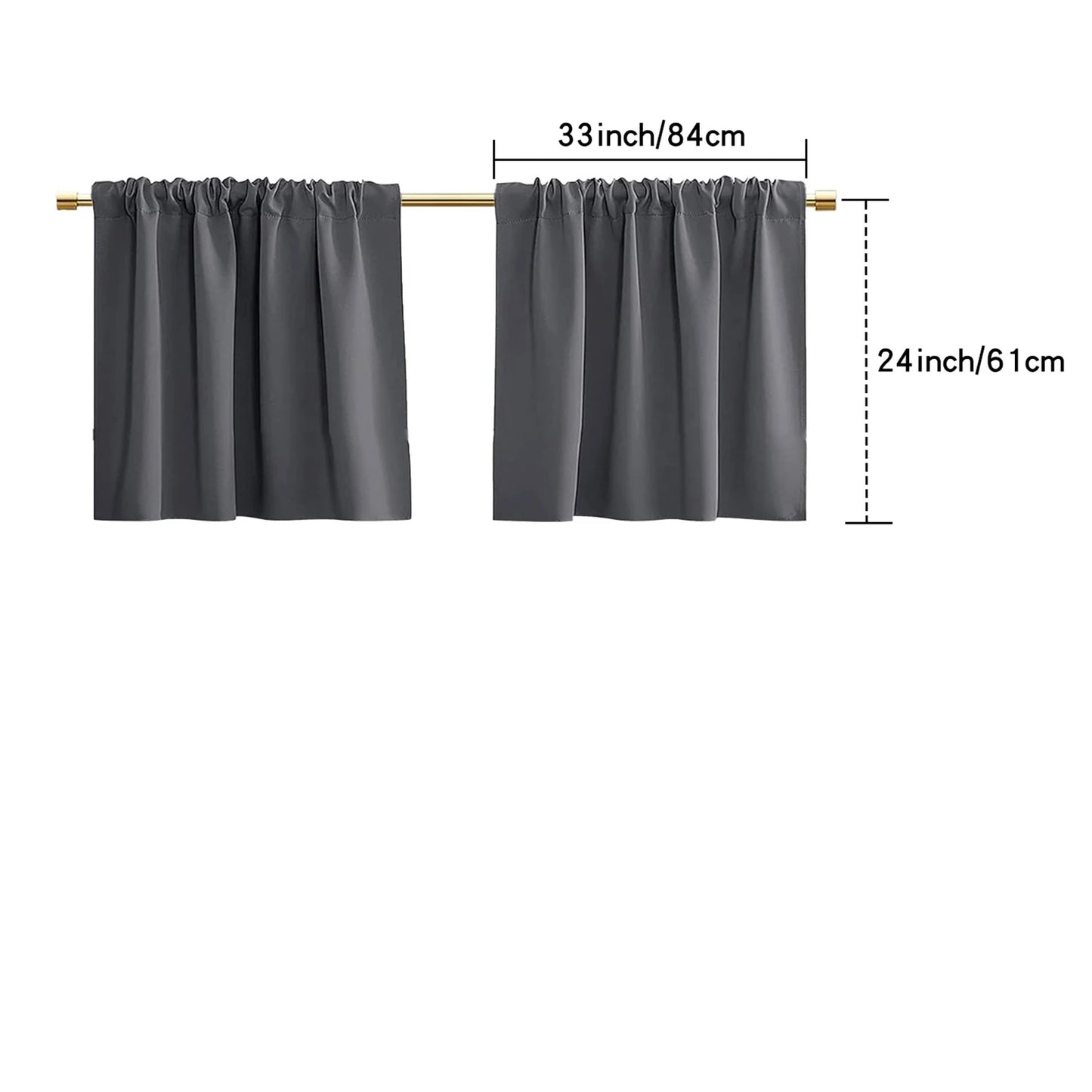 2 Panels Short Curtains for Kitchen RV Curtain Tiers 100% Blackout Drapes Rod Pocket Light Block Privacy Small Window Curtains