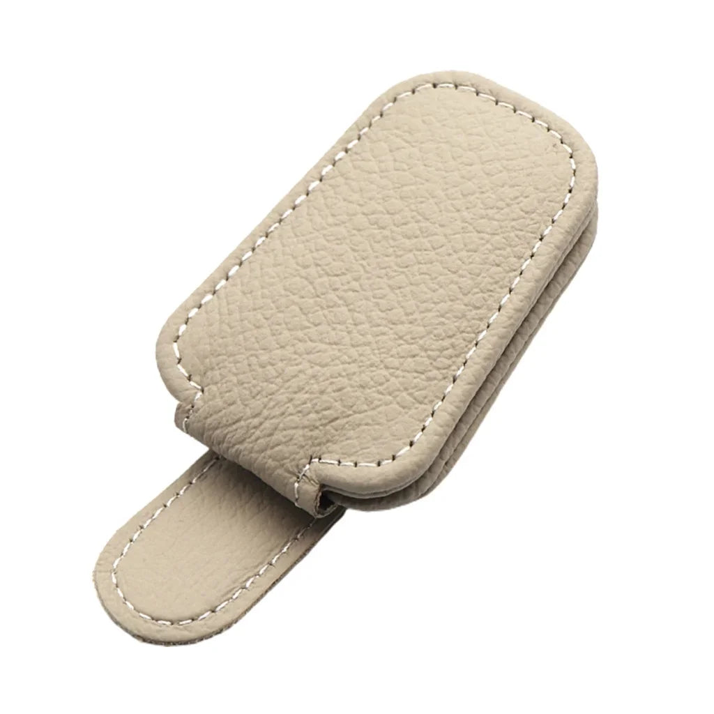 Car Sunglasses Mount Ticket Card Sun Visor Sunglasses Holder Glasses Case Magnetic Clip Leather Eyeglasses Clip Car Accessories