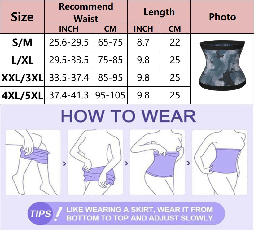 New Camouflage Waist Shaper Sweat Sauna Belt Women Waist Trainer Slimming Belly Shaper Tummy Control Gym Shapewear Corset