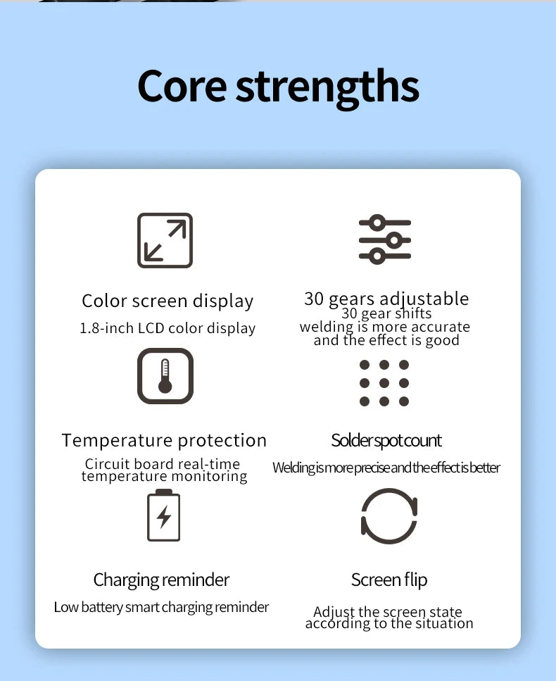 Portable Design 30-speed Spot Welder with Digital Color Screen Display, Li-ion Battery 0.1~0.25-18650mm