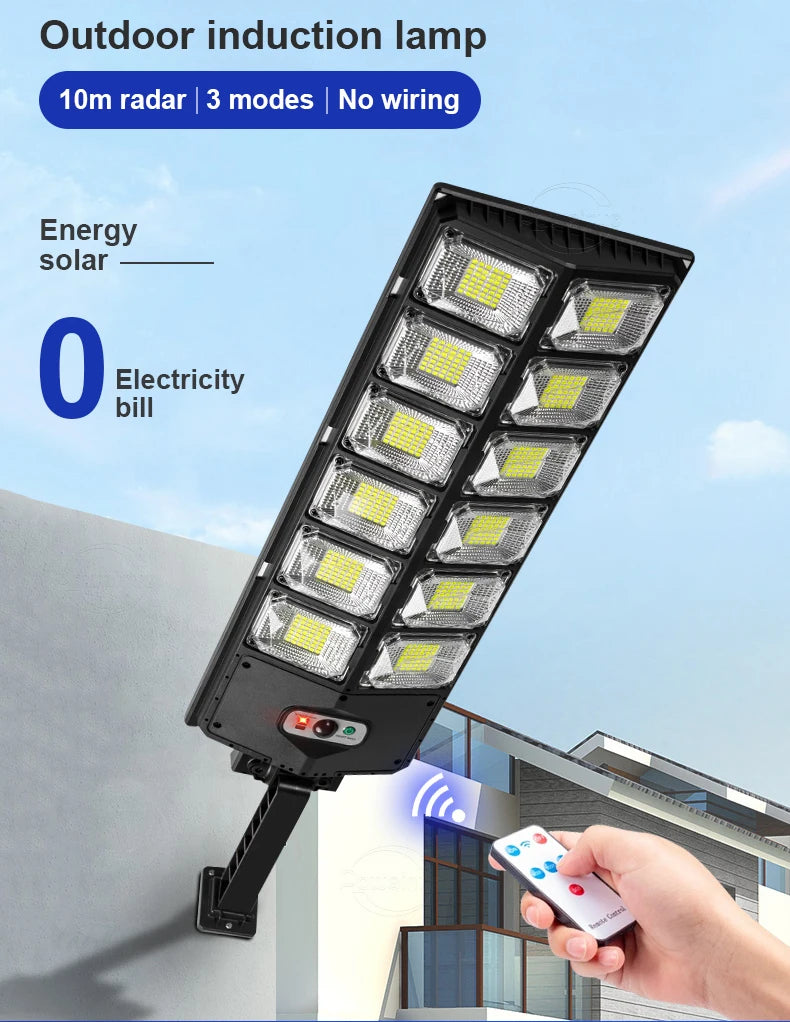 Super Bright 804 LED Solar Lights Outdoor Street Lamp Sunlight 3 modes IPX68 Waterproof Garden Lighting With Smart Motion Sensor