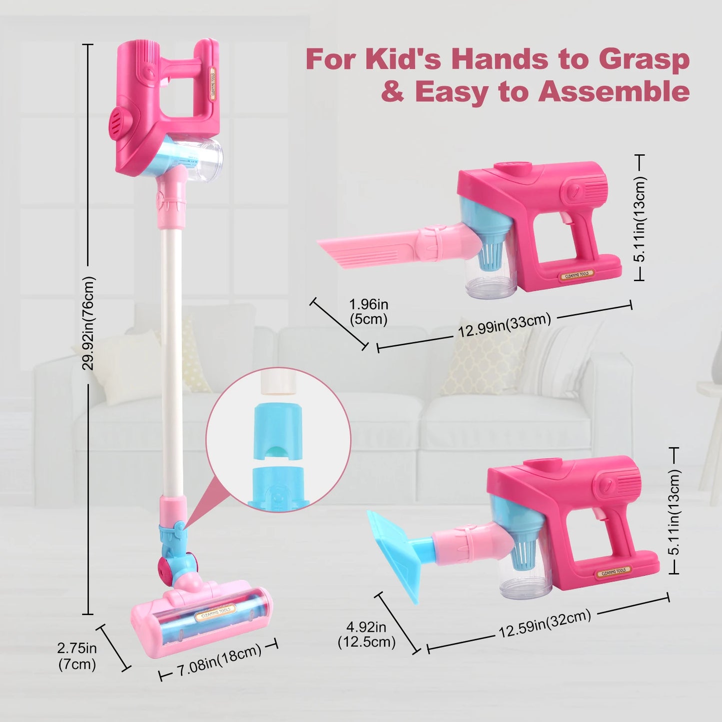 New Vacuum Cleaner for Kids - Electrical Toy Vacuum for Boys Girls Pretend Fun House Cleaning Toys for Children Hands-On Skills