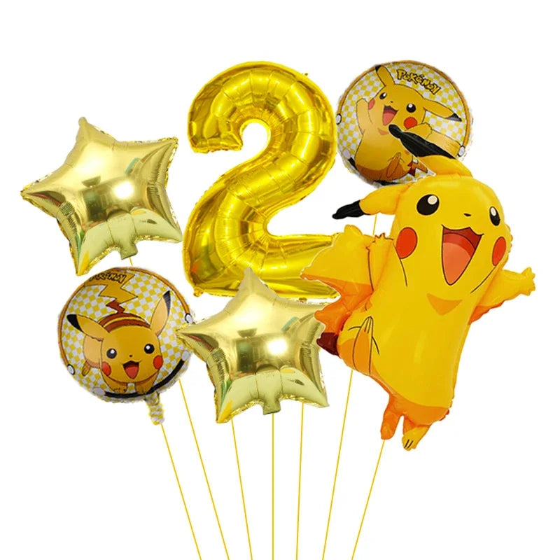 Pokemon themed balloon 32 inch digital balloon set for children's birthday new Pikachu aluminum foil ball party decoration toy