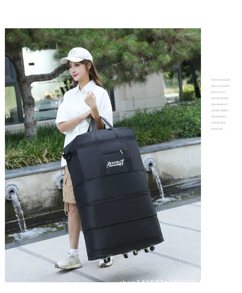Expanding Traveling Backpack Hiking Folding Travel Women Bags Multi-layer Expansion Travel bag Universal Wheel Moving Bag