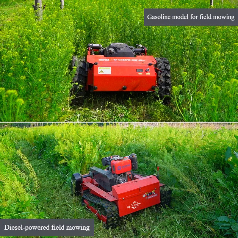 Remote Control Lawn Mower for Orchard Tea Garden Multifunctional Tracked Wireless Grass Trimmer Shredder Land Clearing Machine