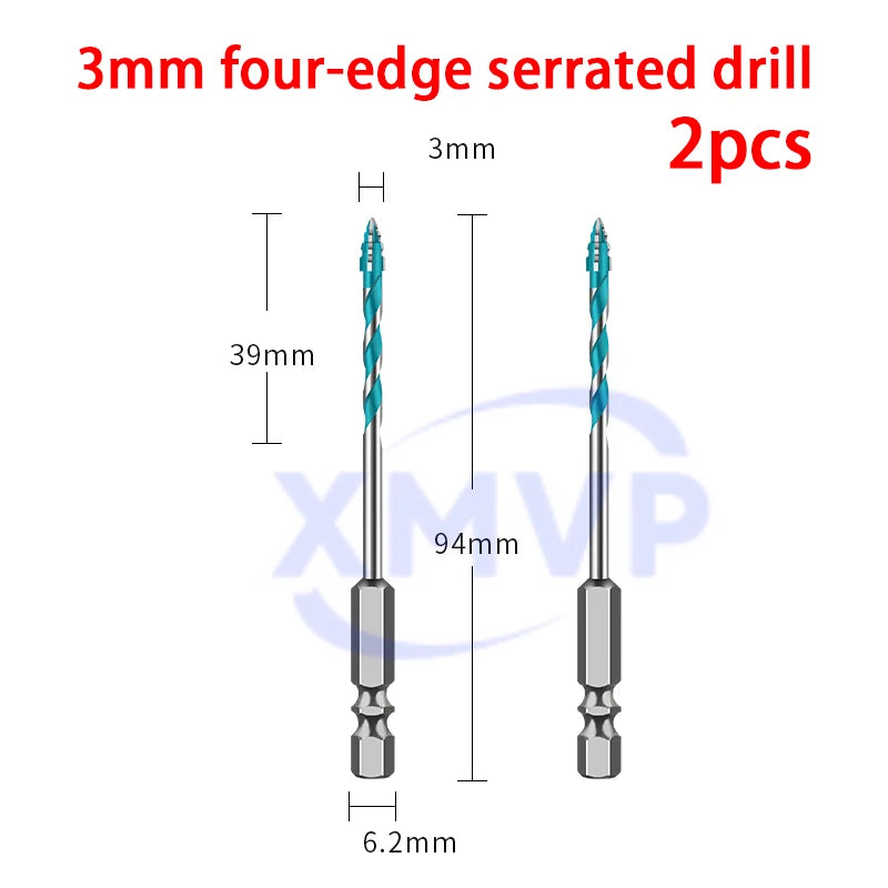 Four-edge serrated eccentric drill bit, high-hardness tile drilling, concrete Nemesis, super-hard special electric drill