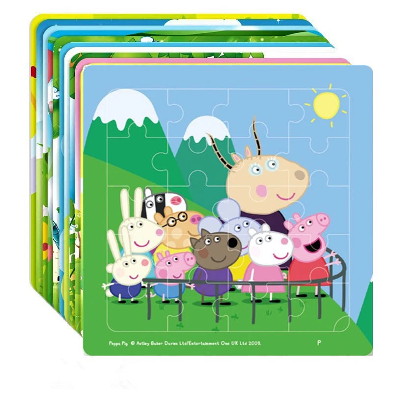 Peppa Pig Puzzle Early Education Puzzle Kindergarten Paper Building Block Thinking Cartoon Model Toy Action Doll Children Gifts