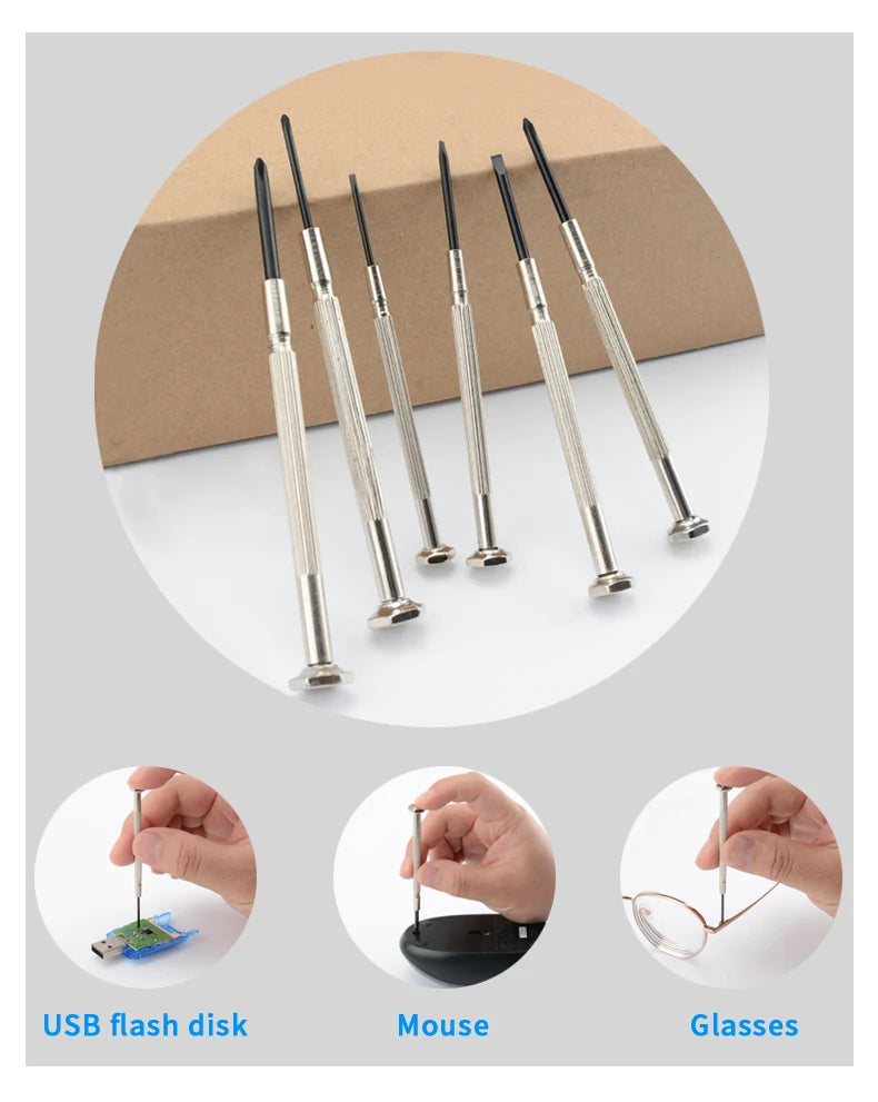 QUALITY 6Pcs/Set Micro Precision Screwdriver Set Mini Watchmakers Tools for Watch Jewelry Glasses Repairs Tool