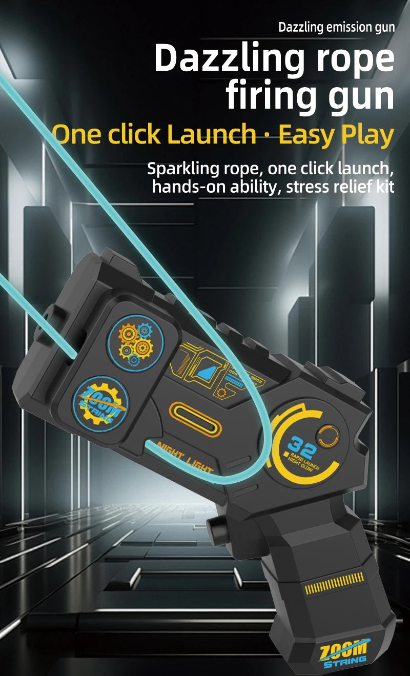 String Rope Glow in The Dark String Rope Launcher Luminous Portable Handheld String Stress Relief Toy For Kids Party Gift