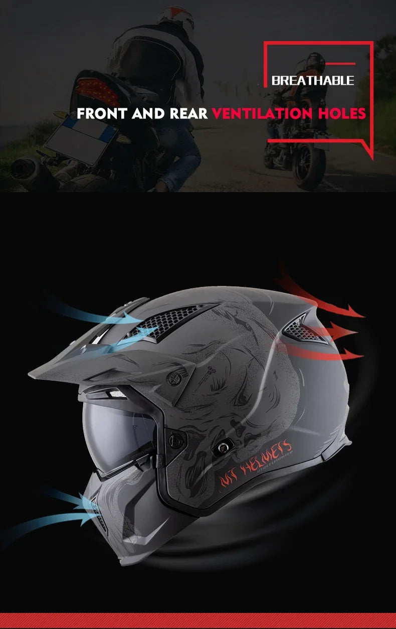 Spanish MT Streetfight Motorcycle Helmet Retro Street Fighter Combination Four Seasons Detachable Full Face