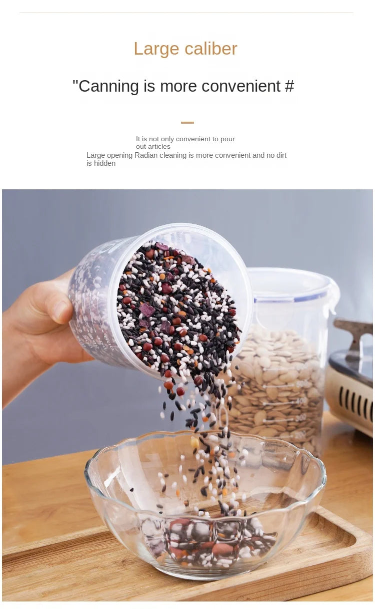 5Pcs Sealed Storage Box Transparent Kitchen Food Grain Organizer Storage Tank Plastic Large capacity Moisture-proof Sealed Jars