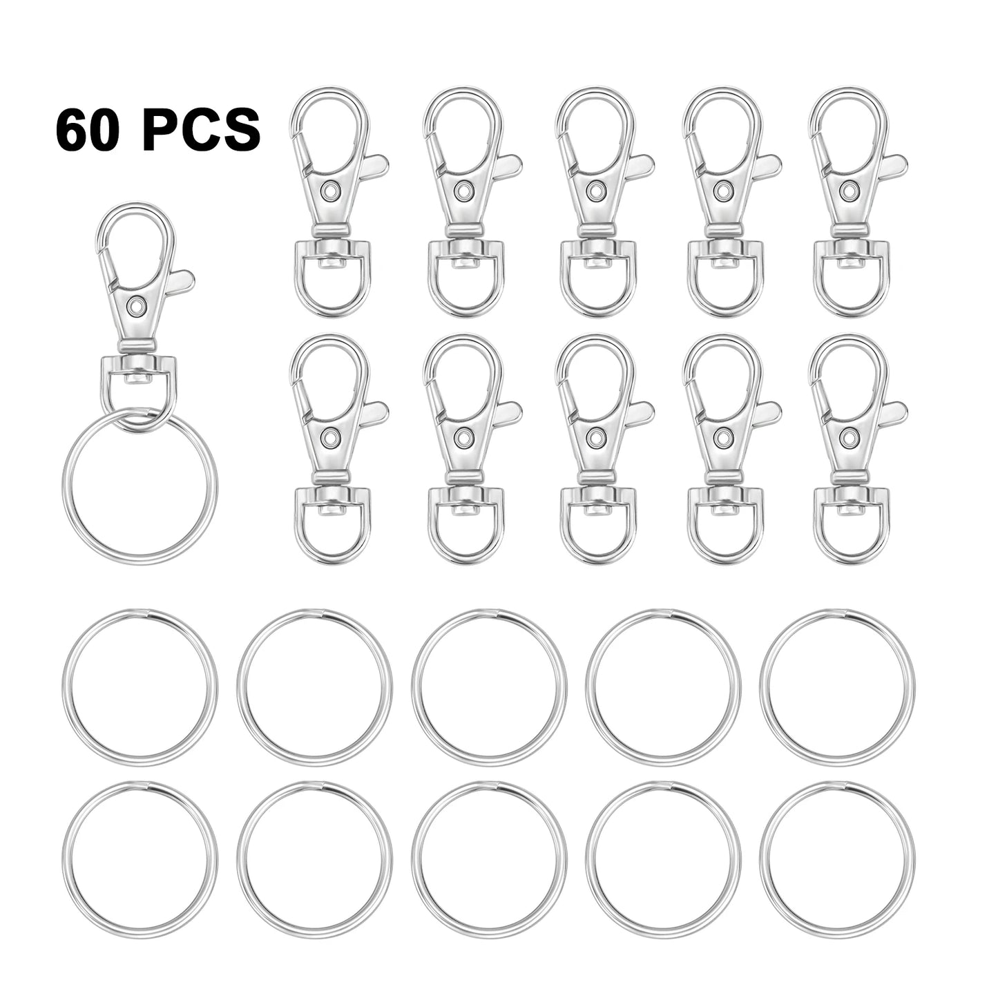 25/40/56PCS Metal Snap Hooks Buckle Belt D Rings Keychain Tri-Glides Slide Center Bar For Bag Strap Belt Key Rings Leather Strap