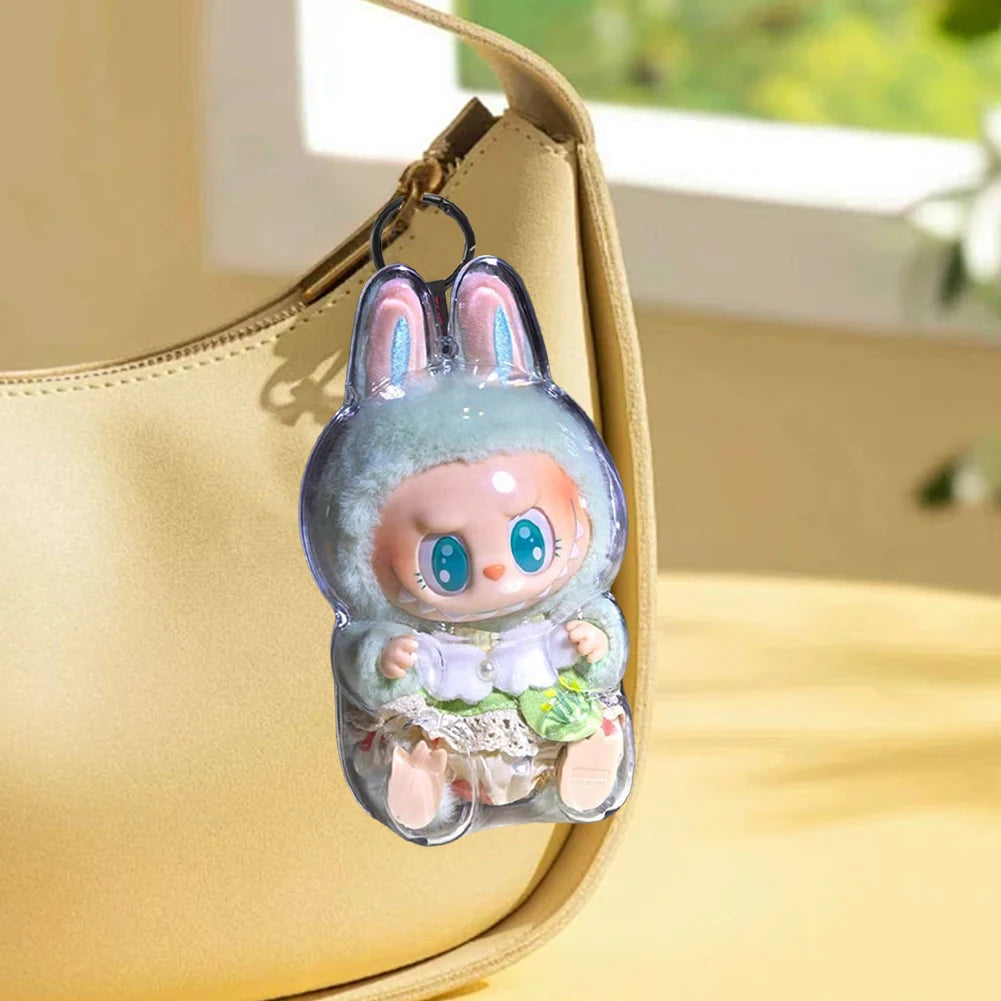Transparent Protective Cover For Labubu V1 V2 Monster Toy Storage Box Elf Plushie Display Cover Doll Accessories Birthday Gifts