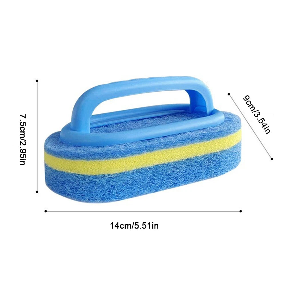 3PCS Household Cleaning Tool Brush with Handle Sponge Easy To Clean Kitchen, Bathroom, Ceramic Tiles, Walls and Windows Cleaning
