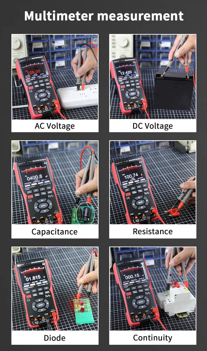 ZOYI ZT-703S 3-in-1 Oscilloscope Multimeter with 3.5 Inch IPS Display,25000 Counts, Dual Channel 50MHZ Bandwidth,280MSa/s High