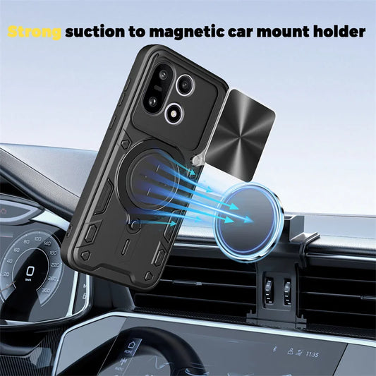 Armor Funda For OnePlus 15 5G Case Slide Camera Lens Protect Back Cover For One Plus 15 OnePlus15 Car Magnetic Holder Ring Cover