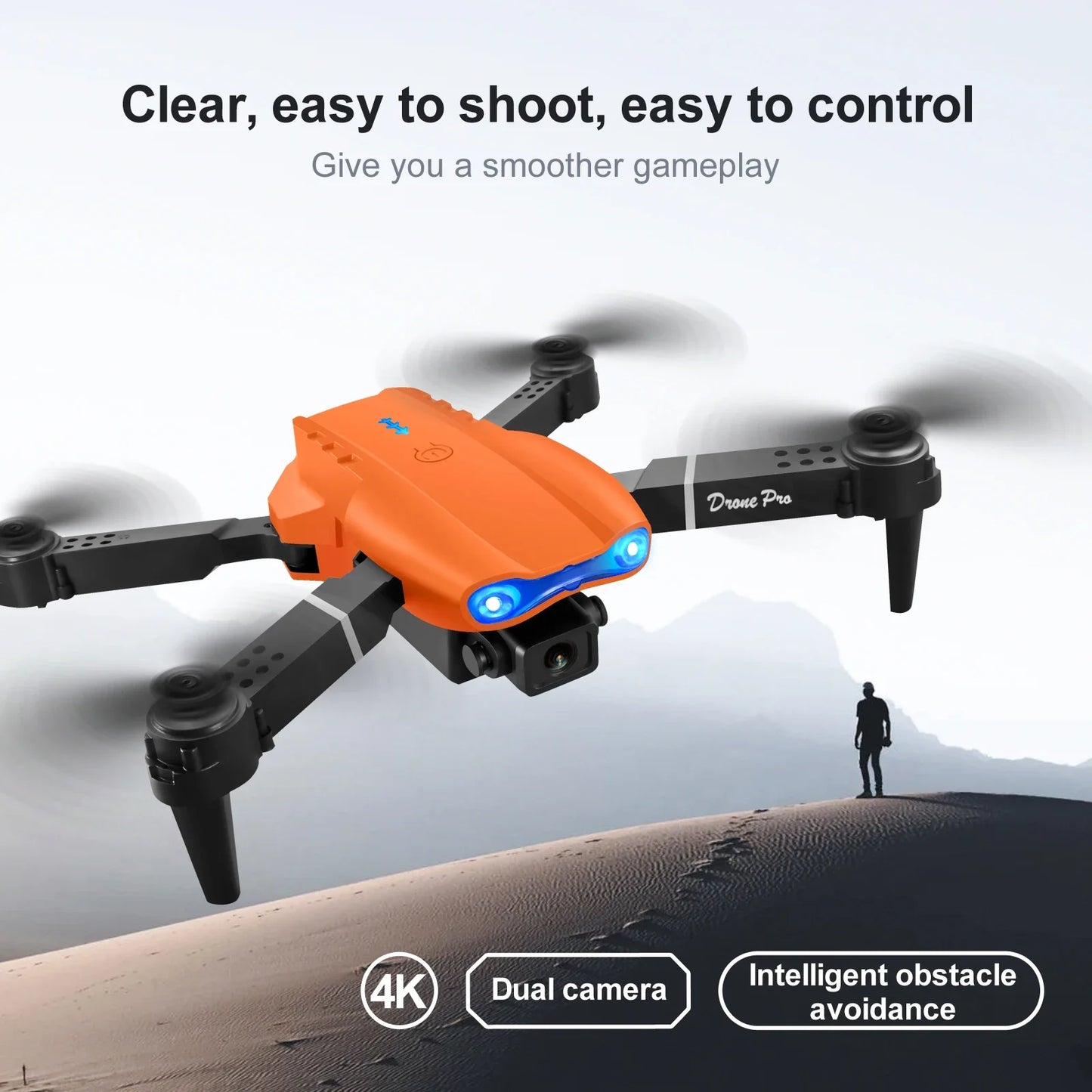 New E99Pro RC Drone 4K Professinal With Wide Angle Dual HD Camera Foldable RC Helicopter 5G WIFI FPV Height Hold Apron Sell