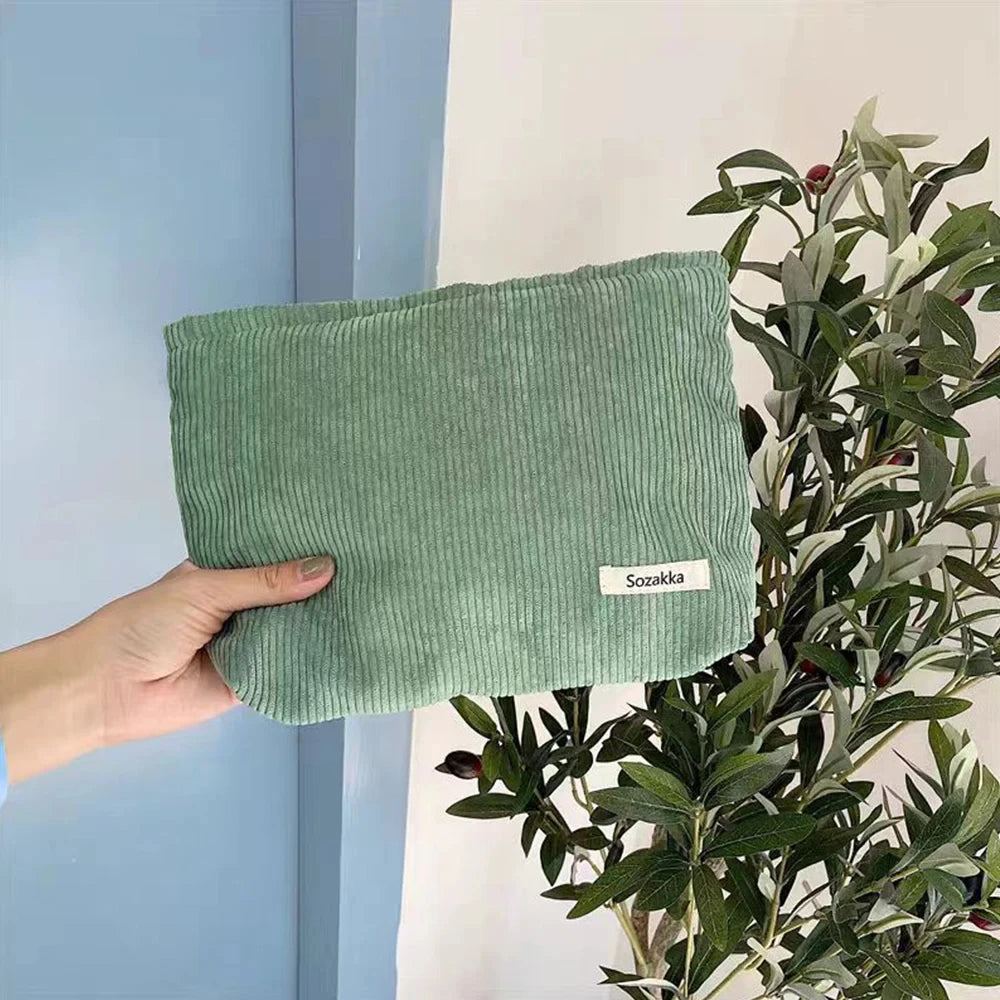 Corduroy Travel Cosmetic Bag Portable Makeup Storage Bag Purses Women Large Capacity Zipper Make Up Organizer Storage Clutch