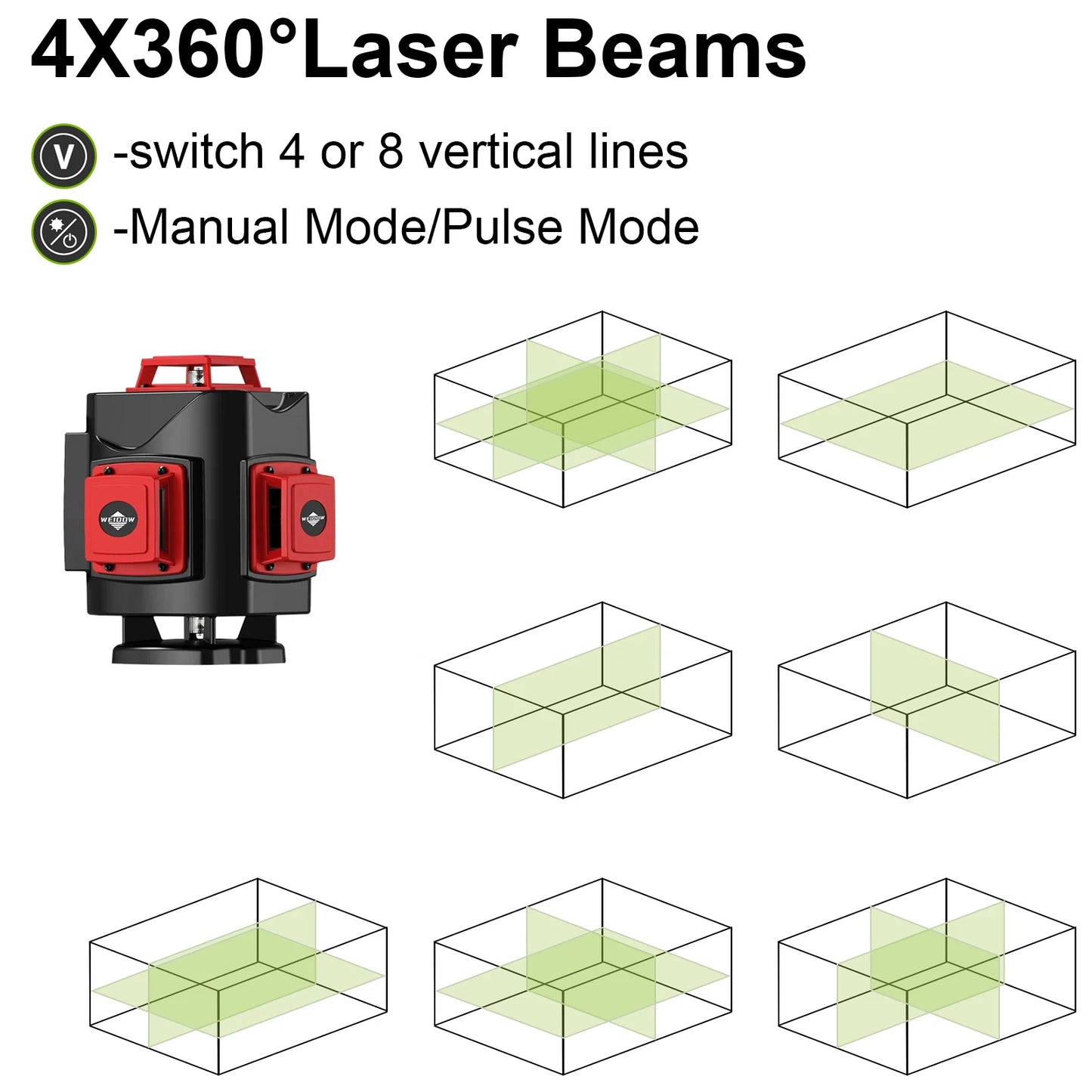 WEIDDW 4D 16 Lines 360°Self-leveling Laser Levels withTripod and Suitcase Horizontal And Vertical Professional Laser Level Tool