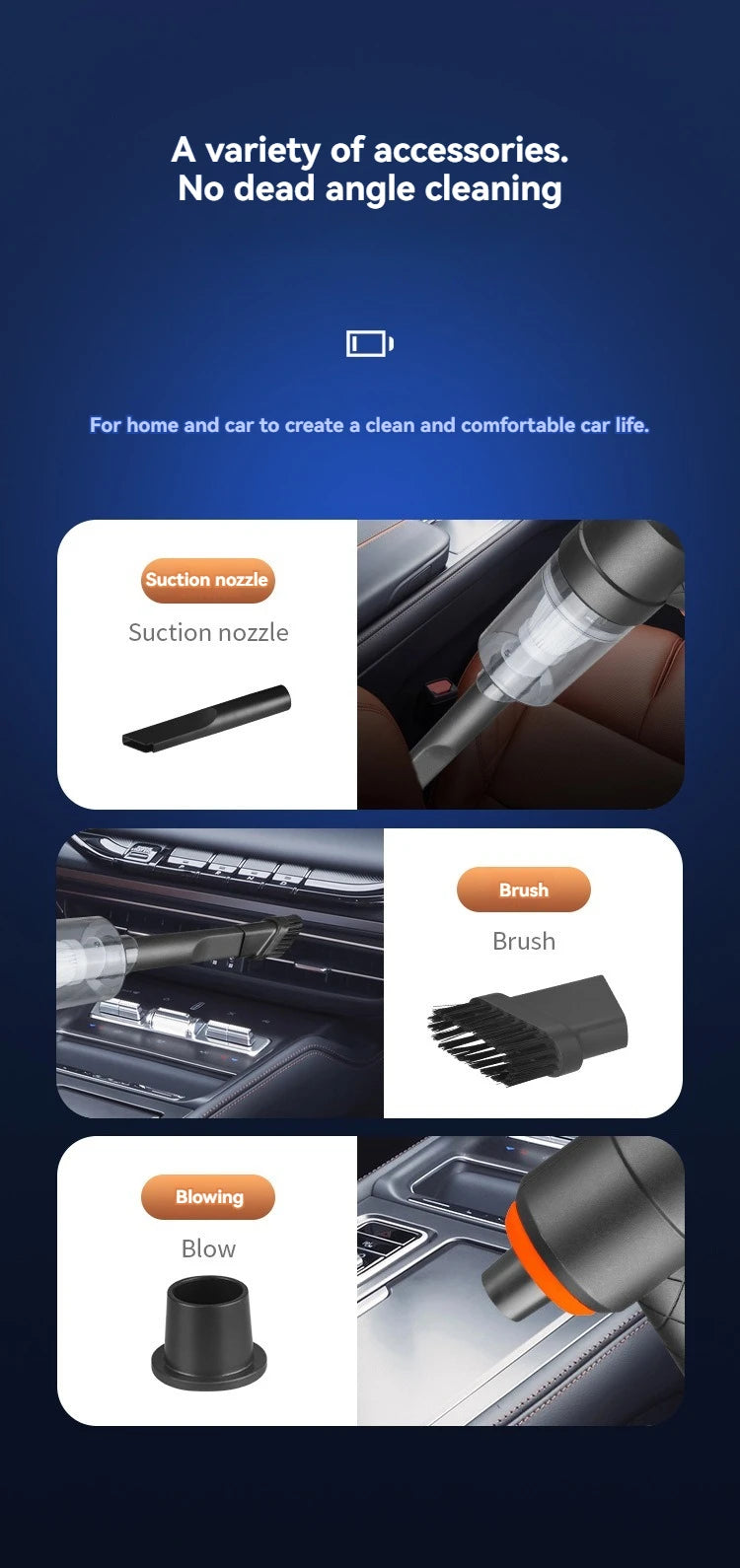Ultra High Power Car Mounted Vacuum Cleaner Vehicle Wireless Portable Handheld Automobile Mini Vacuum Cleaner